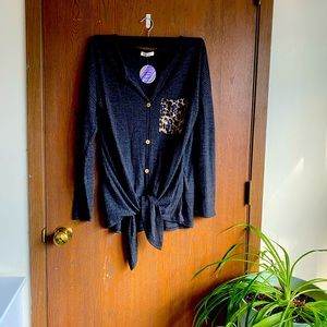 Leopard Cheetah Print Long Sleeve Waffle Shirt